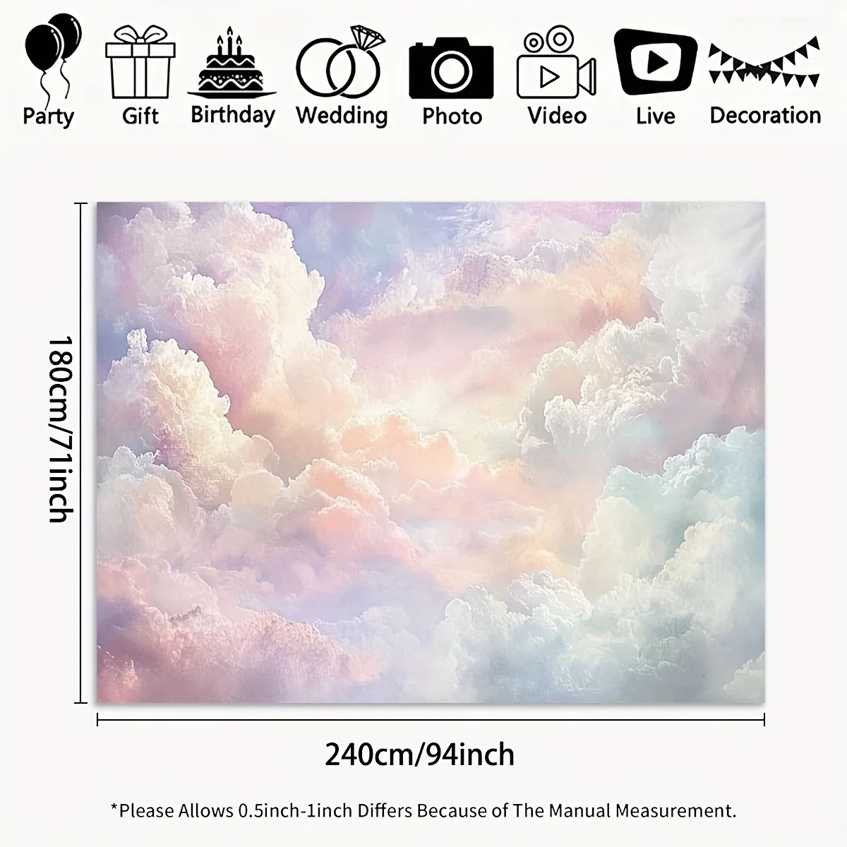 Romantisches Wolkenhimmel-Hintergrundbanner – Ein lebendiger und weicher Pastell-Fotografie-Hintergrund mit Farbverlauf, Hintergrunddekoration – Detail 5