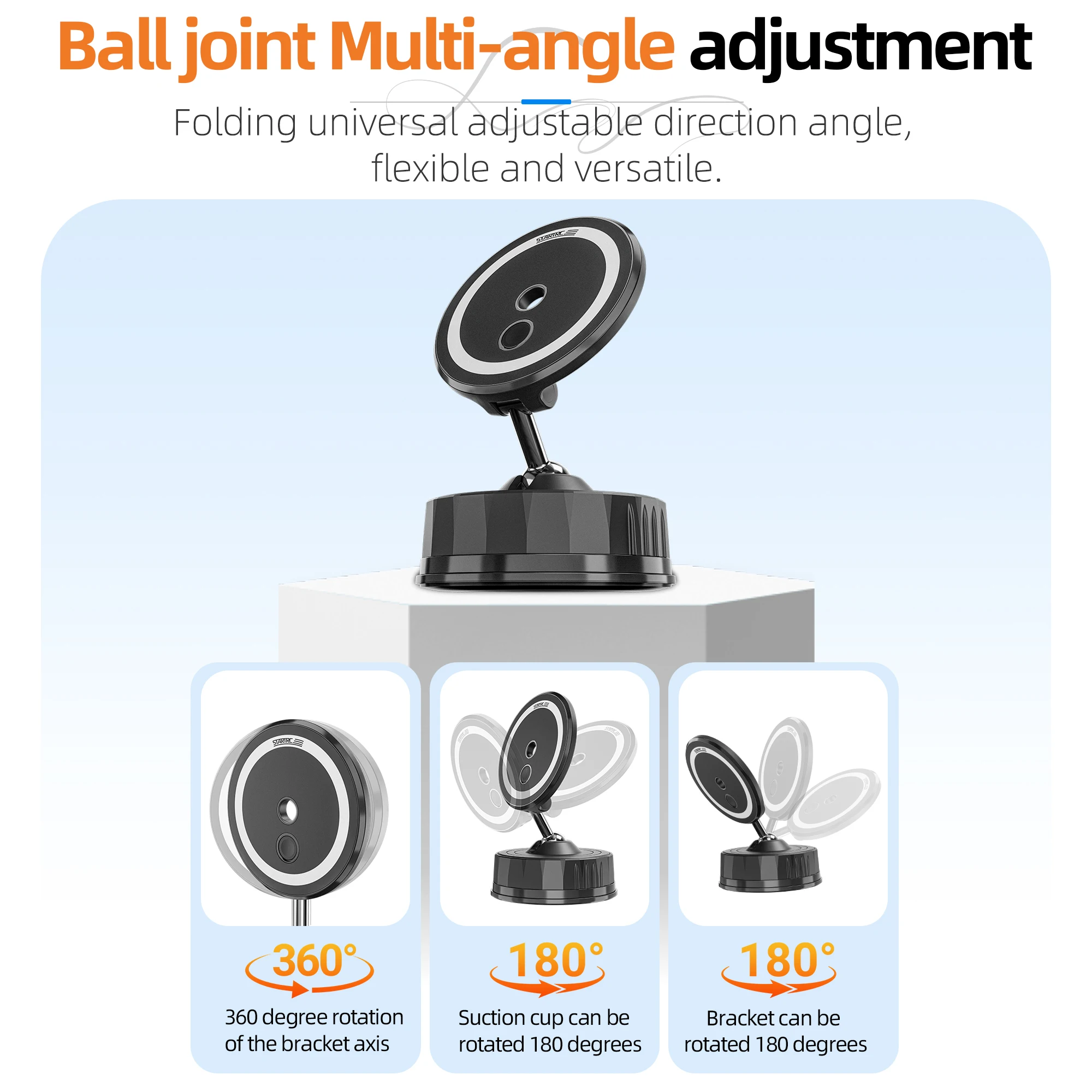 Magnetic Rotatable Phone Holder with Foldable Design and Vacuum Suction