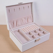  yj Jewelry Box Large Capacity Two-Layer Compartment Dustproof Jewelry Storage Box Necklace Jewelry Box 
