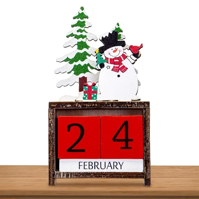 Christmas Countdown Calendar Wooden Painted Santa Calendar Christmas  Decoration Advent Calendar Party Table Decorations