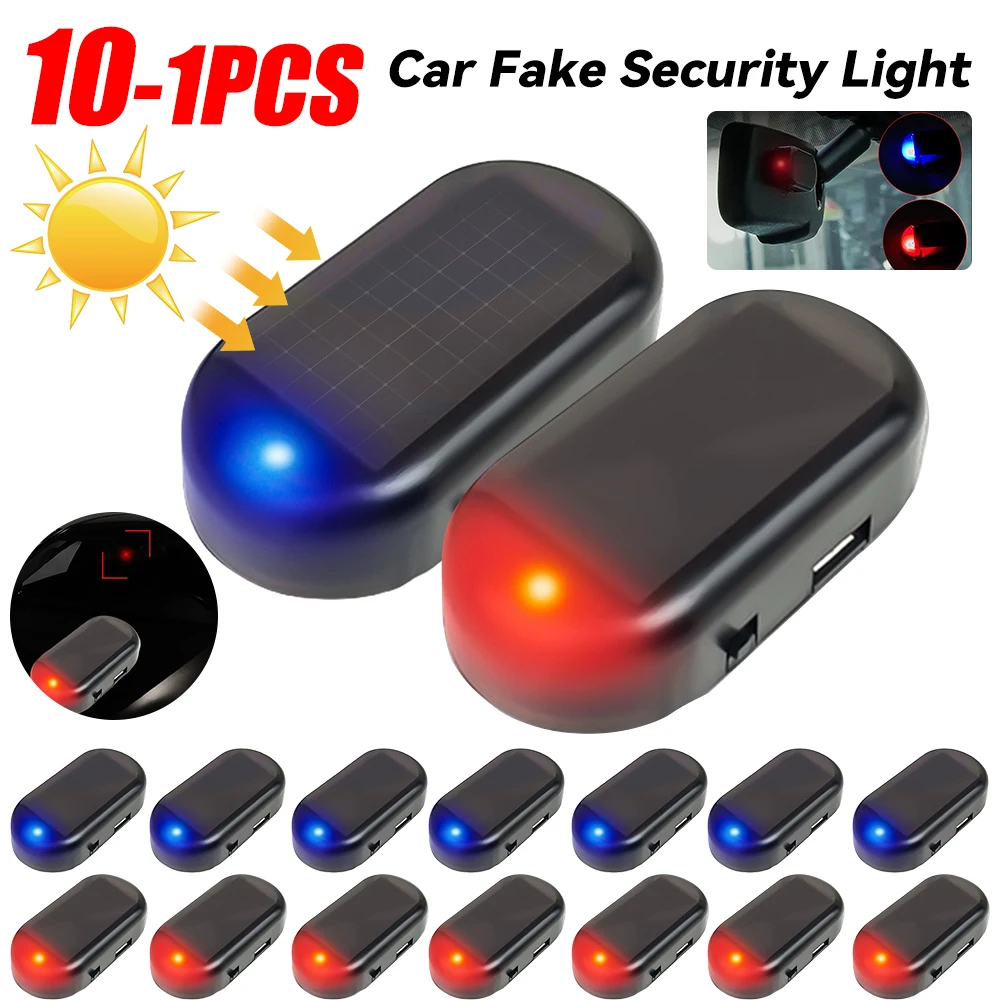 Warning Light 1-10pcs Car Fake Security Super Bright Wireless Solar Powered Simulated Dummy Alarm