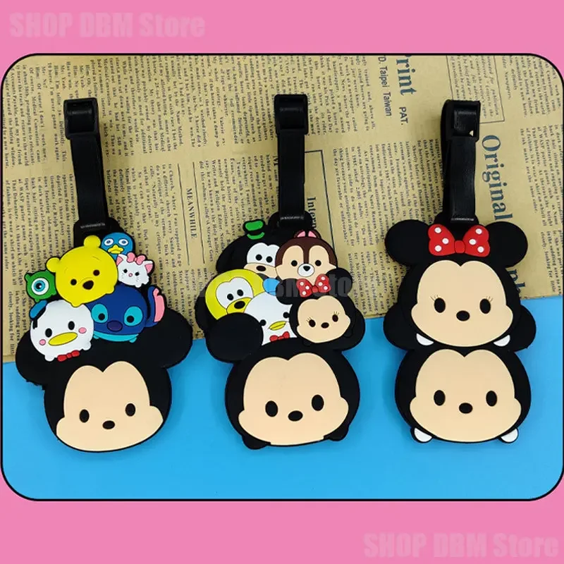 Luggage tag Disney Mickey Minnie Mouse Luggage Tag Anime Cartoon Travel Accessories Suitcase Holder ID Addres Gel Portable Label Baggage Tag