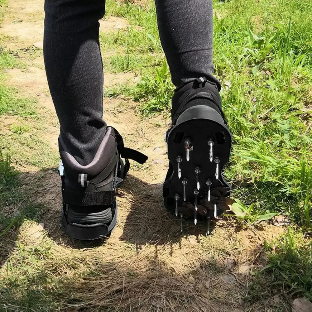 Lawn Aerator Shoes Aerator Spiked Sandals with Adjustable Strap Grass Spiked Shoes Anti-Slip for Aerating Lawn Soil