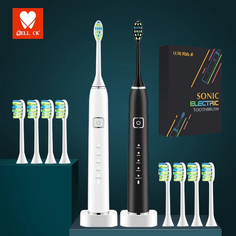 

Sonic Electric Toothbrush for Adults Kid 5 Mode Smart Timer Whitening Tooth Brush IPX7 Waterproof Replaceable Heads