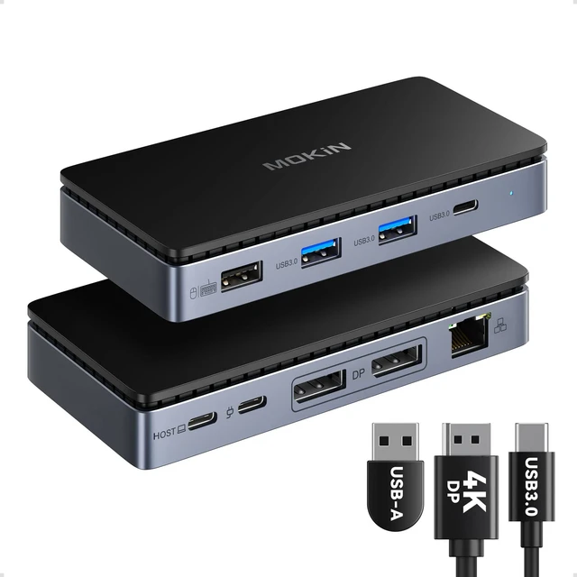 USB-C docking station for 1 HDMI monitor, ethernet, USB-A, card reader,  audio, PD pass-through