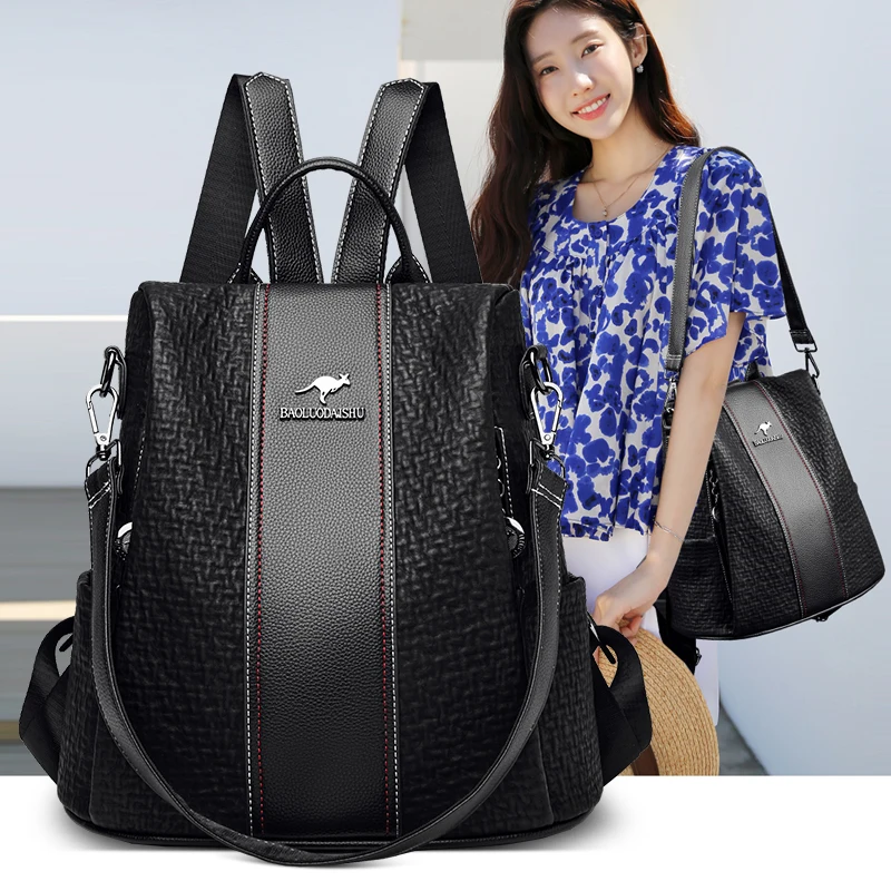 Brand Fashion Women Leather Backpack  Brand Travel Leather Backpack -  Brand Women - Aliexpress