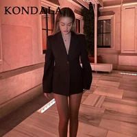 KONDALA 2026 Spring Summer Elegant Valentine‘s Day Suits Fashion Shrug Pockets Blazers Elegant Zipper Skirts Chic Baggy Pants - Image 4