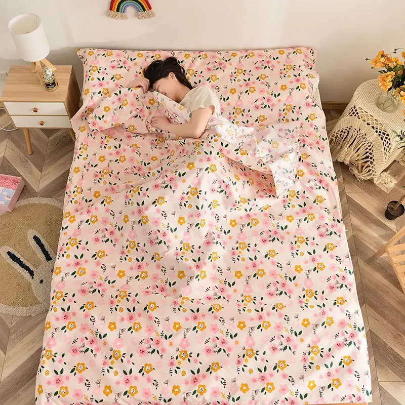 100% Cotton Anti-dirty Hotel Sleeping Bag Single Double Travel Soft Bed Sheet Portable Travel Adult Sleeping Bag 3