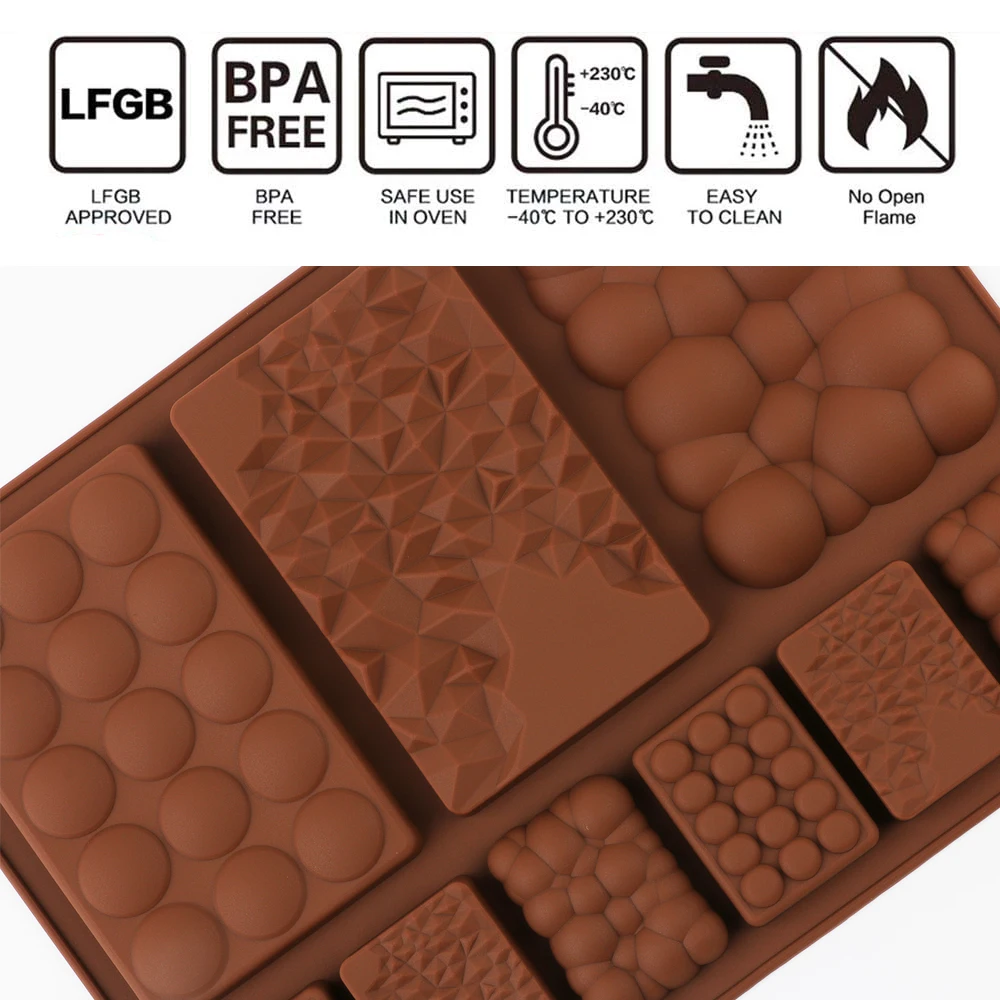 Chocolate Molds Silicone - Candy Molds Break-Apart Silicone Chocolate Molds  Protein and Engery Bar Silicone Molds Pack of 4