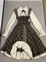 Robe mi-longue Vintage française pour femmes, tenue de soirée décontractée à carreaux, tenue de bureau, une pièce, mode coréenne Chic, printemps 1