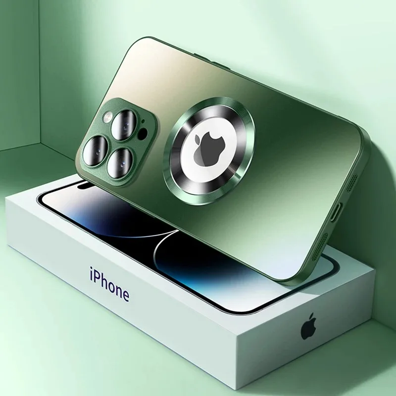 Luxury Matte Magnetic Case with Camera Protection and Shockproof Wireless Charging Capabilities