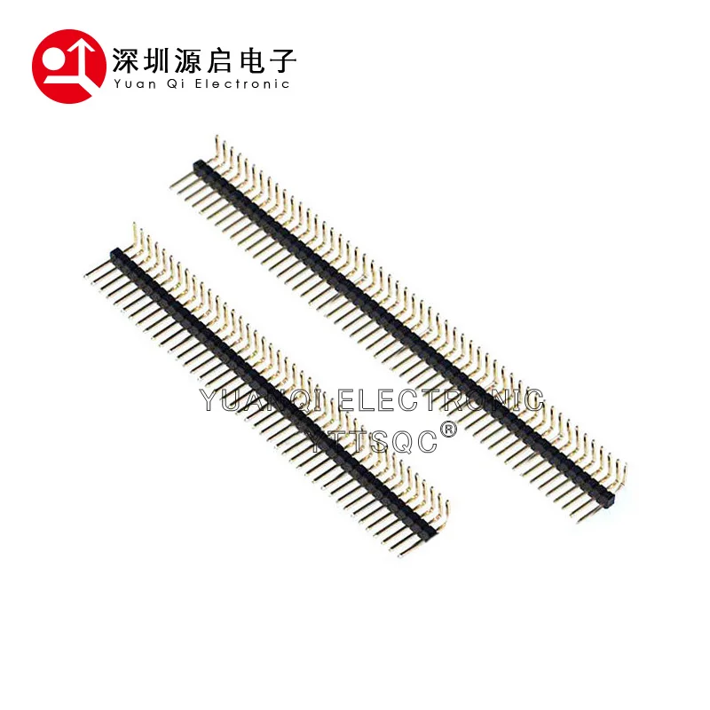 10pcs 1x50P 1.27mm RA 핀 헤더 0.05 PCB 직각 남성 헤더 분리형 90D 단일 행 황금 도금 스트립 커넥터