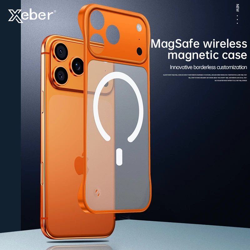 Air Frameless Magnetic Frosted Case - Shockproof Matte Transparent Phone Cover with Magsafe Wireless Charging Compatibility