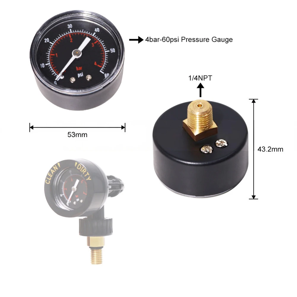 4바 0-60 PSI 수영장 압력계 1/4 NPT 후면 장착형 펜테어, 헤이워드, 잰디 필터 부품 수영장 장비 부품용