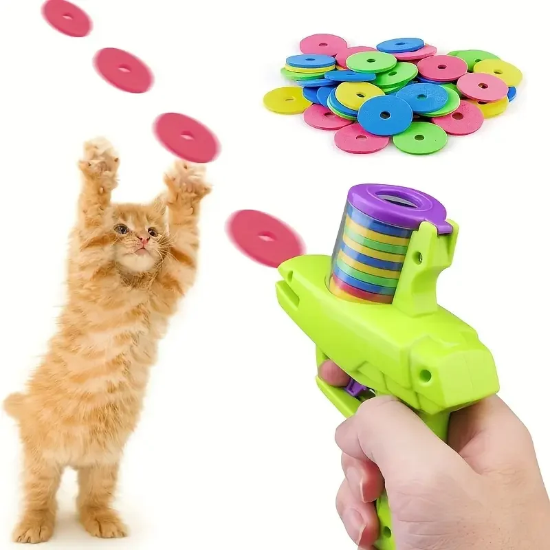 Reusable Flying Disc Launcher With 15pcs Soft Bullets Shooting Game Funny Pet Hunting Interactive Toy Dog Cat Pet Supplies Gift Reusable Flying Disc Launcher With 15pcs Soft Bullets Shooting Game Funny Pet Hunting Interactive Toy Dog Cat Pet Supplies Gift