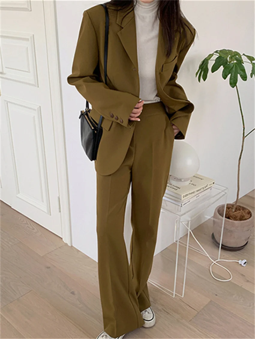 

Alien Kitty Casual Formal Women Sets Fashion Chic Winter Vintage Loose New Blazers 2023 Solid Streetwear Office Wear Pants Suits