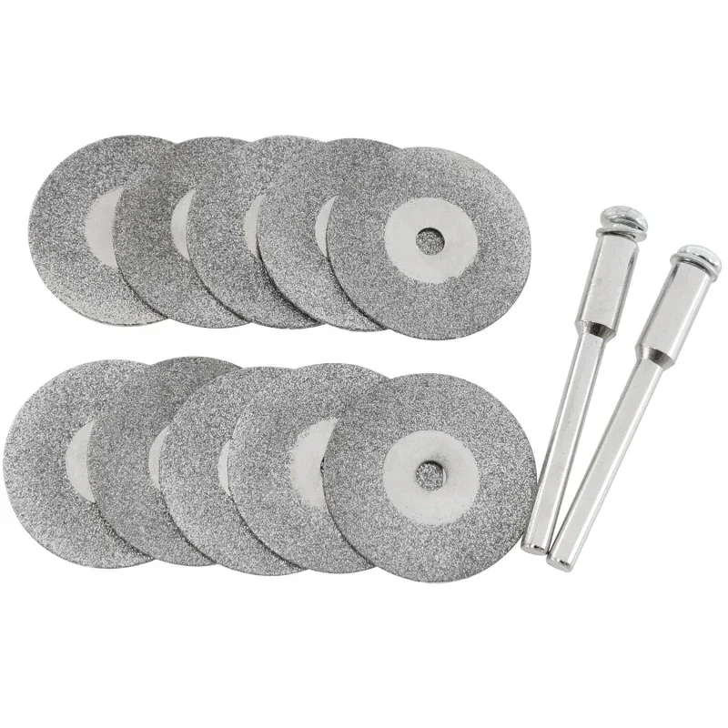 

10Pcs Diamond Cutting Discs Wheel Saw Blade Rotary Tool + 2 Arbor Rods Set 20/30/40mm Diamond Grinding Blade Hand Tools