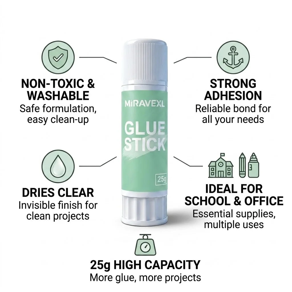 Premium White PVA Glue Stick - Non-Toxic, Washable & Strong Adhesive for School, Office & DIY Projects