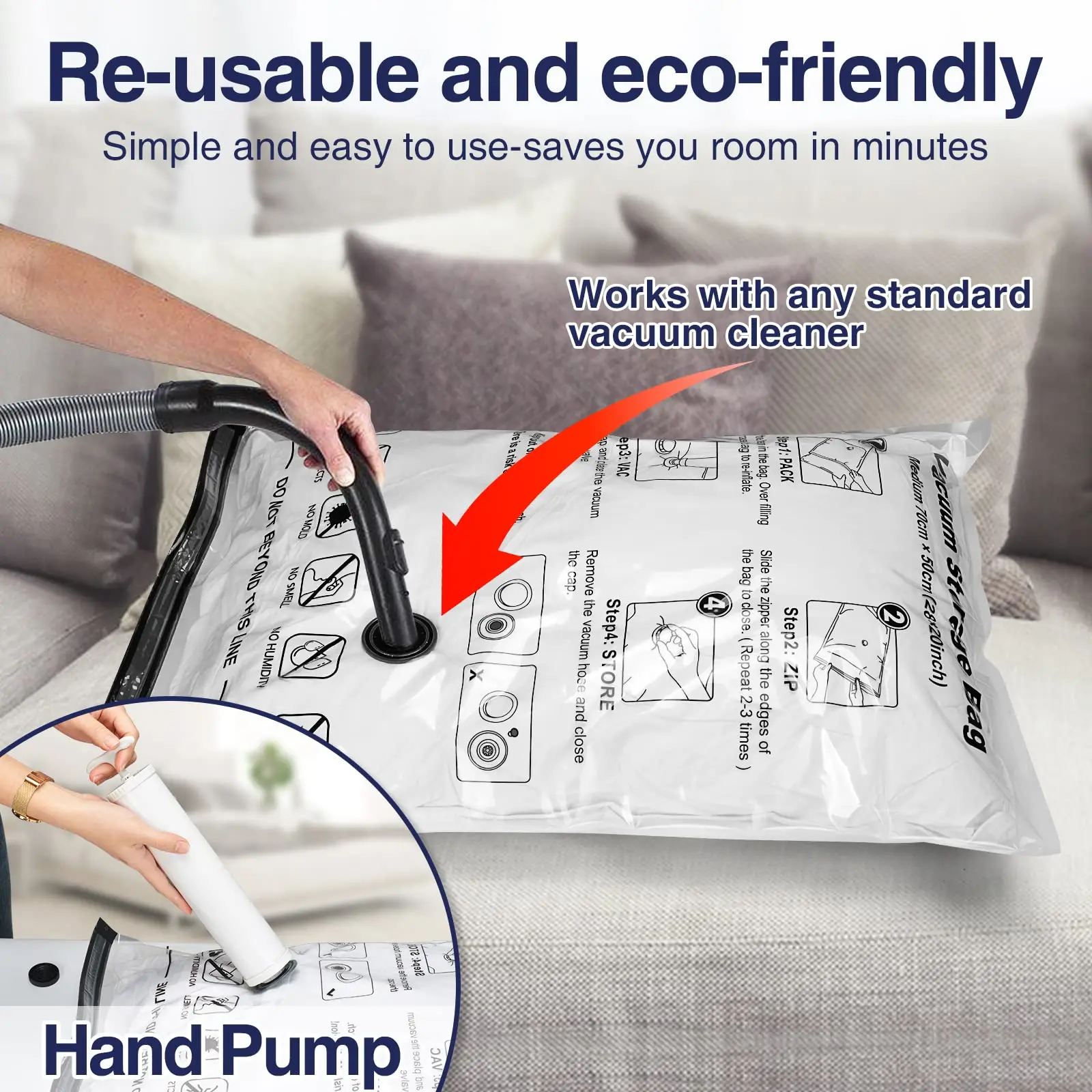 Vacuum Storage Bags Seal Bag for Comforters, Clothes, Bedding Organiser Blanket, Pillow, Duvet, Travel, Home Organizer 4