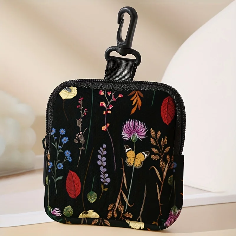 1 pc Flower pattern printing large capacity coin wallet, digital printing coin wallet storage bag, ideal choice for gifts