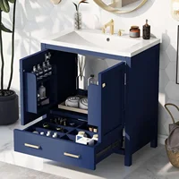 Bathroom Vanity with Sink 30 inch, Bathroom Storage Cabinet with 2 Doors and a Drawer, Bathroom Sink Multifunctional Storage 1
