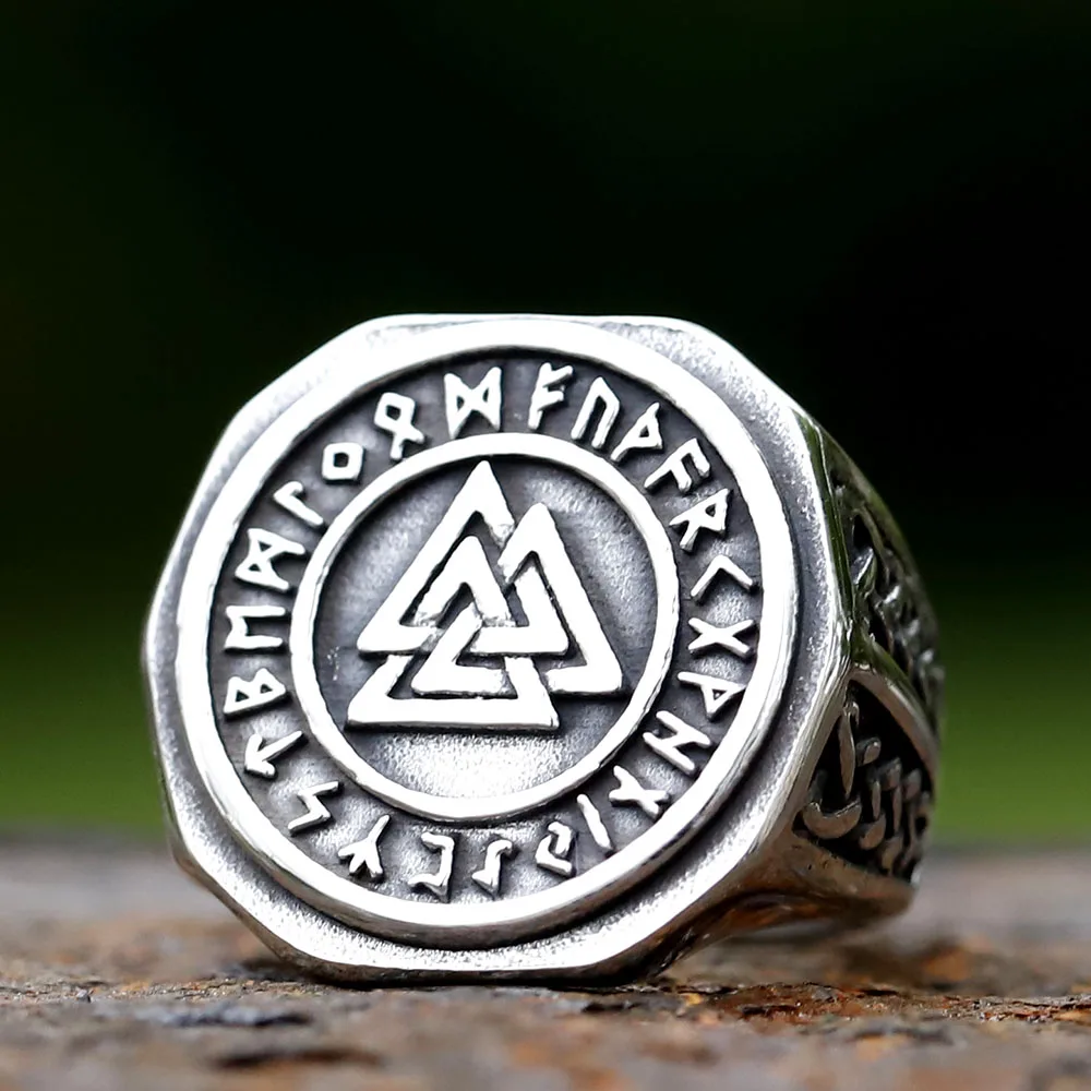 

2023 NEW Men's 316L stainless steel rings Nose Viking Style Scandinavian Valknut and rune RING Jewelry Gifts free shipping