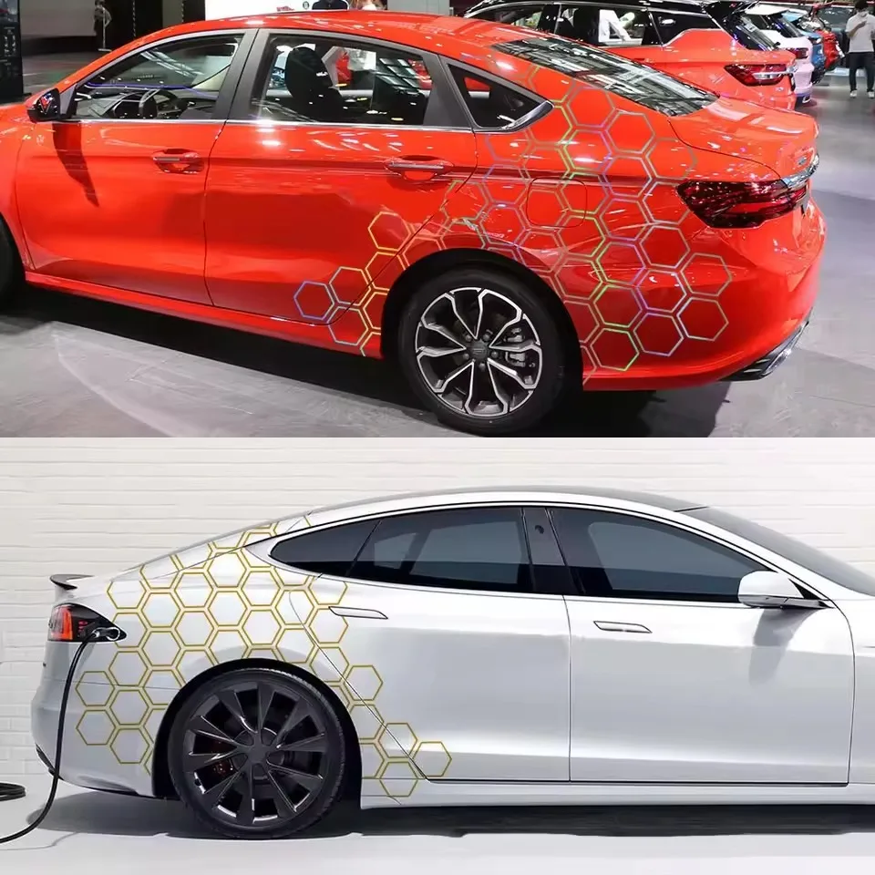 Universal Car Body Vinyl Stickers with Honeycomb Graphics