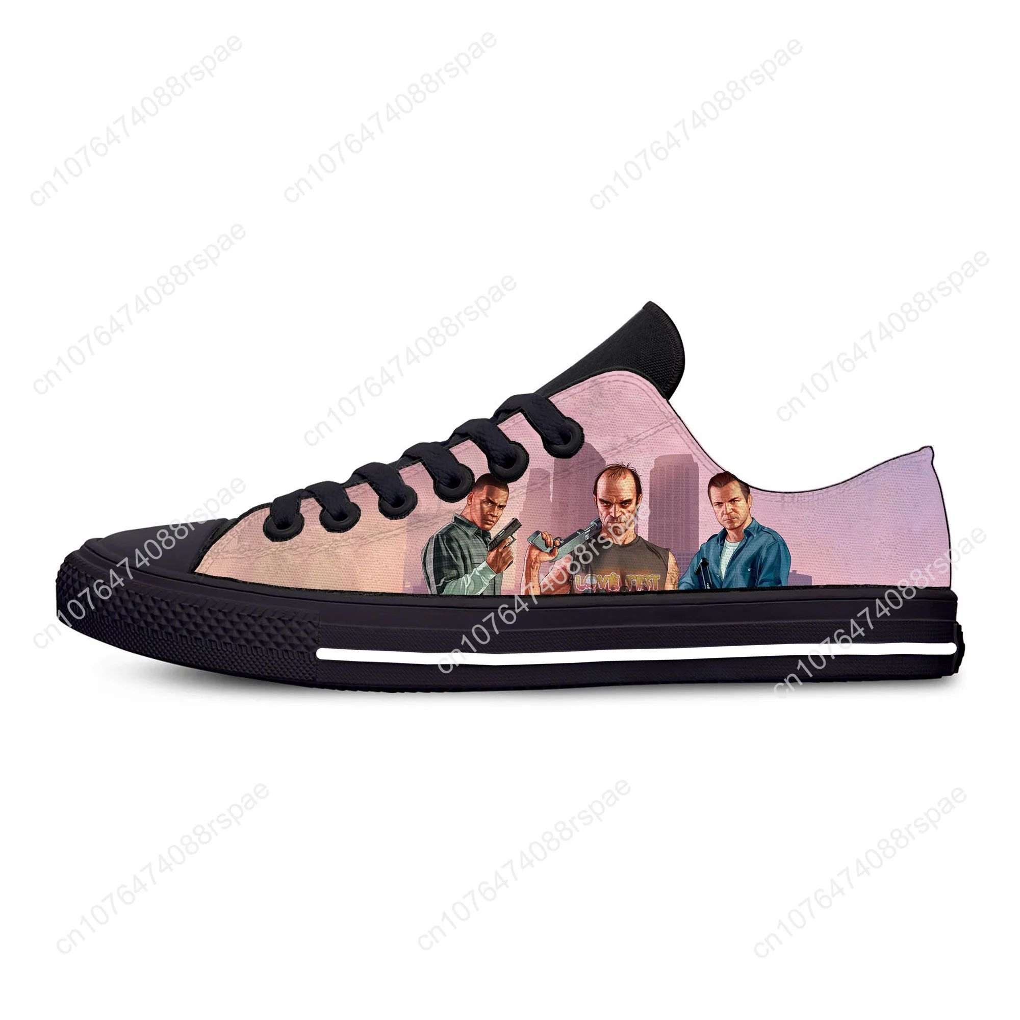 Hot Anime Game Cartoon GTA 5 V Grand Theft Auto Lightweight Low Top Casual Shoes Men Women Sneakers Breathable Cool Board Shoes
