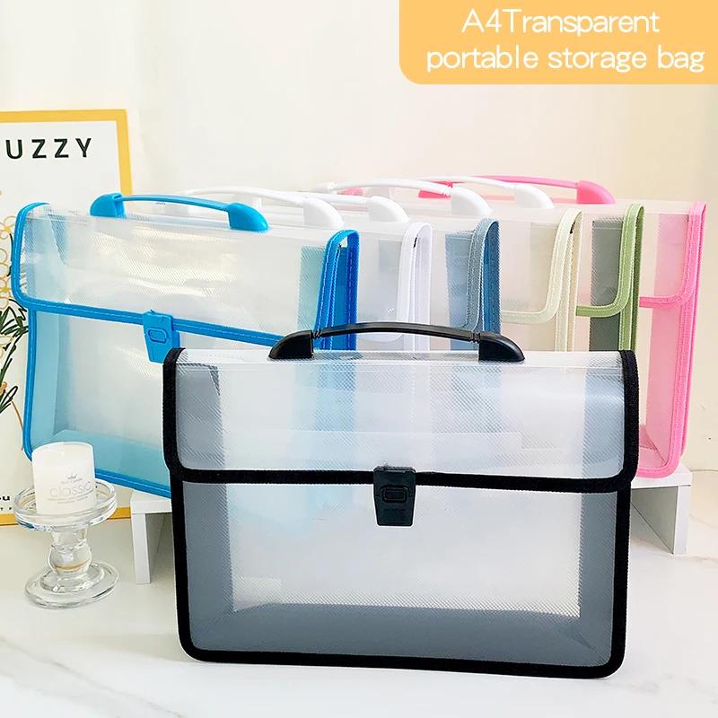 A4 Transparent Twill Portable Storage Bag Large Capacity Thickened Waterproof Button Function transparent storage bag