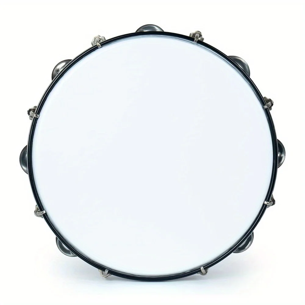 10-inch Tambourine Double Row Stainless Steel Bells With Adjustment Tuning Tool Hand Clapper Drum Performing