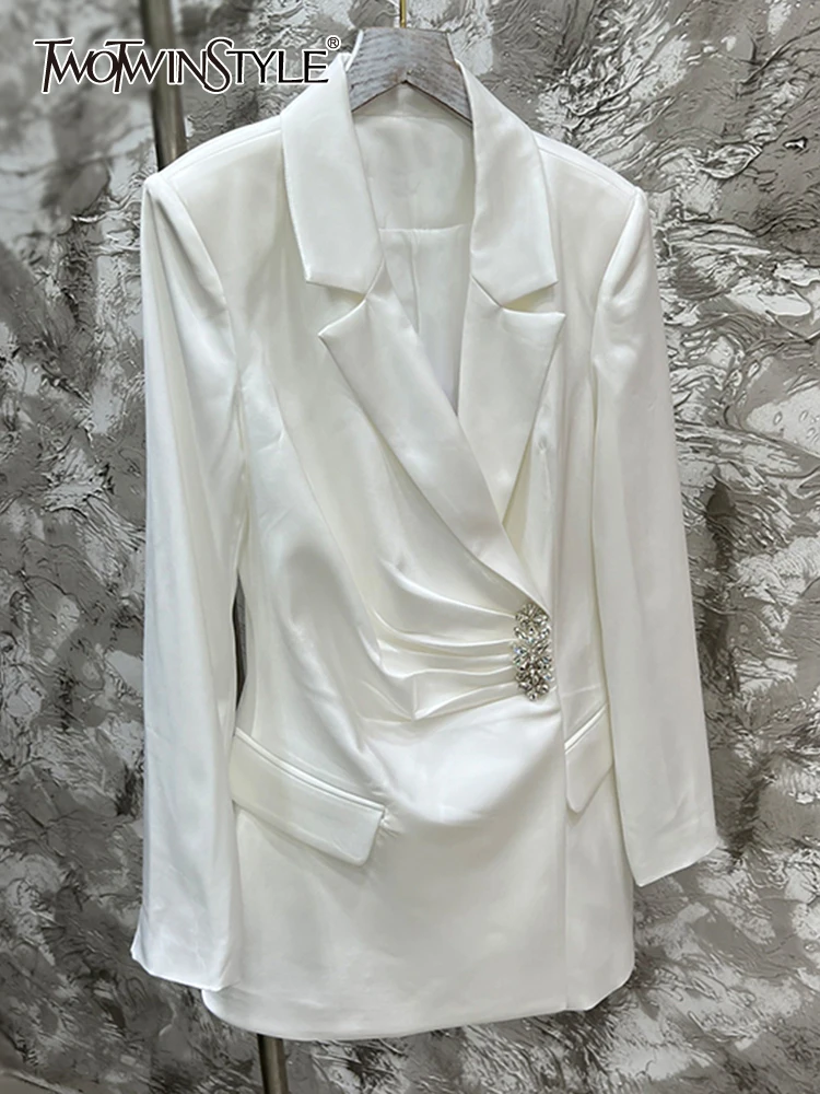 

Женские блейзеры TWOTWINSTYLE, с отложным воротником, с длинным рукавом, в стиле пэчворк, блейзер с карманами