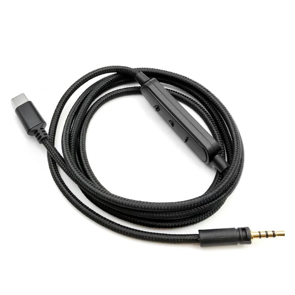 1.5M Type C Audio Cable Cord Replacement For Sennheiser momentum HD400 HD4.30 HD4.40 HD 4.50BTNC Adjustable volume Black
