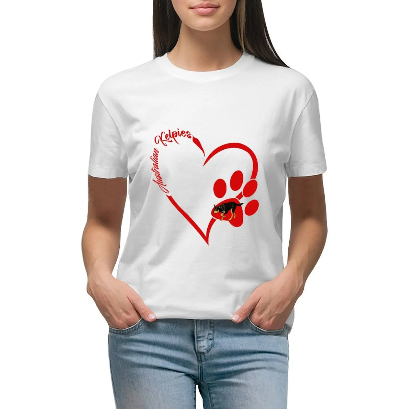 

Love Australian Kelpies - Red T-shirt animal print shirt for girls anime clothes summer tops t-shirt dress for Women graphic