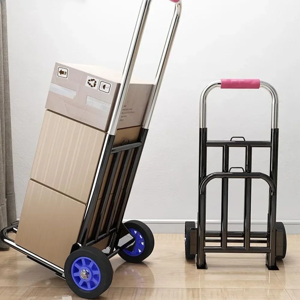 Trolley Portable Luggage Hand Cart Tractor-Trailer Loading Portable with Wheels Pull Rod Scalable Climb Stairs Hand Trolley folding shopping cart
