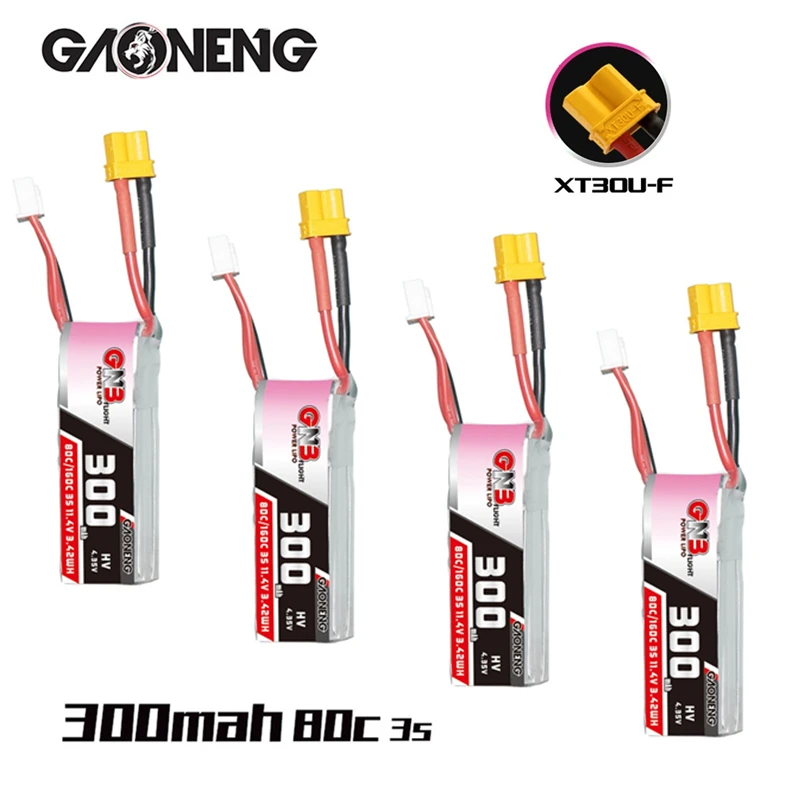 Batteria Lipo Gnb 3S 11.4V 300Mah 80C/160C Per Parti Di Droni Betafpv Beta75X 3S Beta65X 2S Whoop Con Batteria Xt30 Plug 11.4V