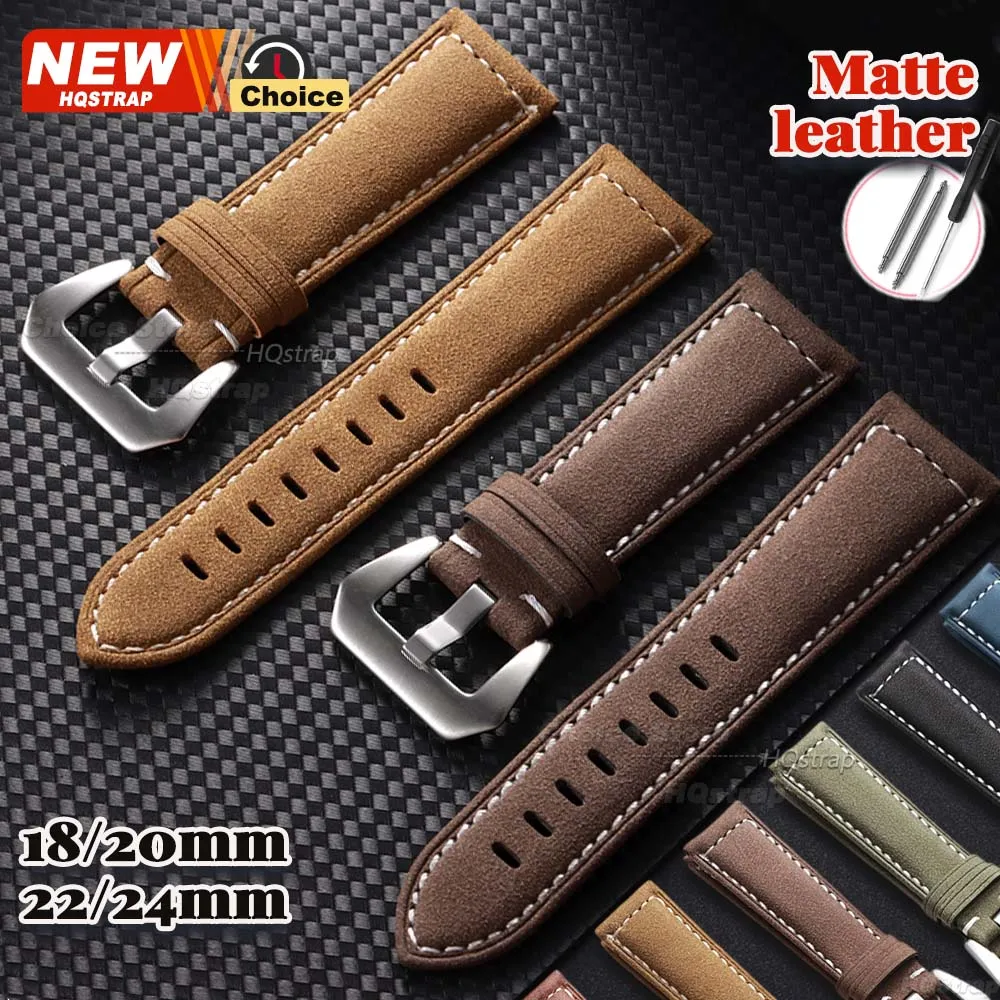 Handmade Matte Leather Watch Strap in Brown - Unisex Wristband, Multiple Width Options