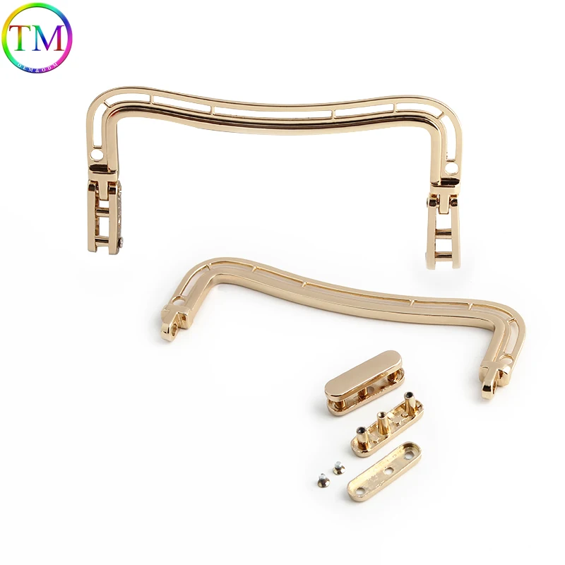 5-10PCS Rectangle Gold Metal Handles For DIY Handcrafted Sewing Brackets Shoulder Strap Purse Frame Replacement Accessories