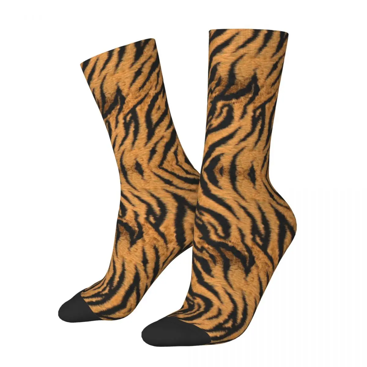 

Hip-hop Tiger Stripe Animal Theme Football Socks Leopard Print Polyester Crew Socks for Unisex Sweat Absorbing