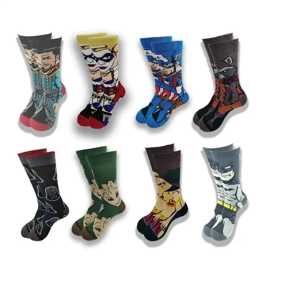Hot Sale Marvel Anime Print  Men's Women Funny  Personality  Cartoon Fashion  Quality Pattern Crew Socks