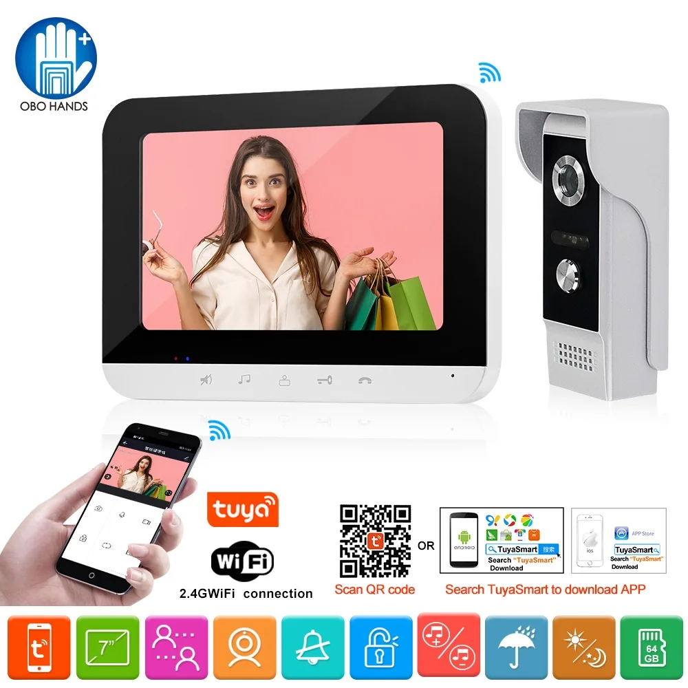 Smart Home Tuya Video Campanello Citofono Citofono Wireless Wifi Monitor Con Telecamera Impermeabile Visione Notturna, Derection Di Movimento