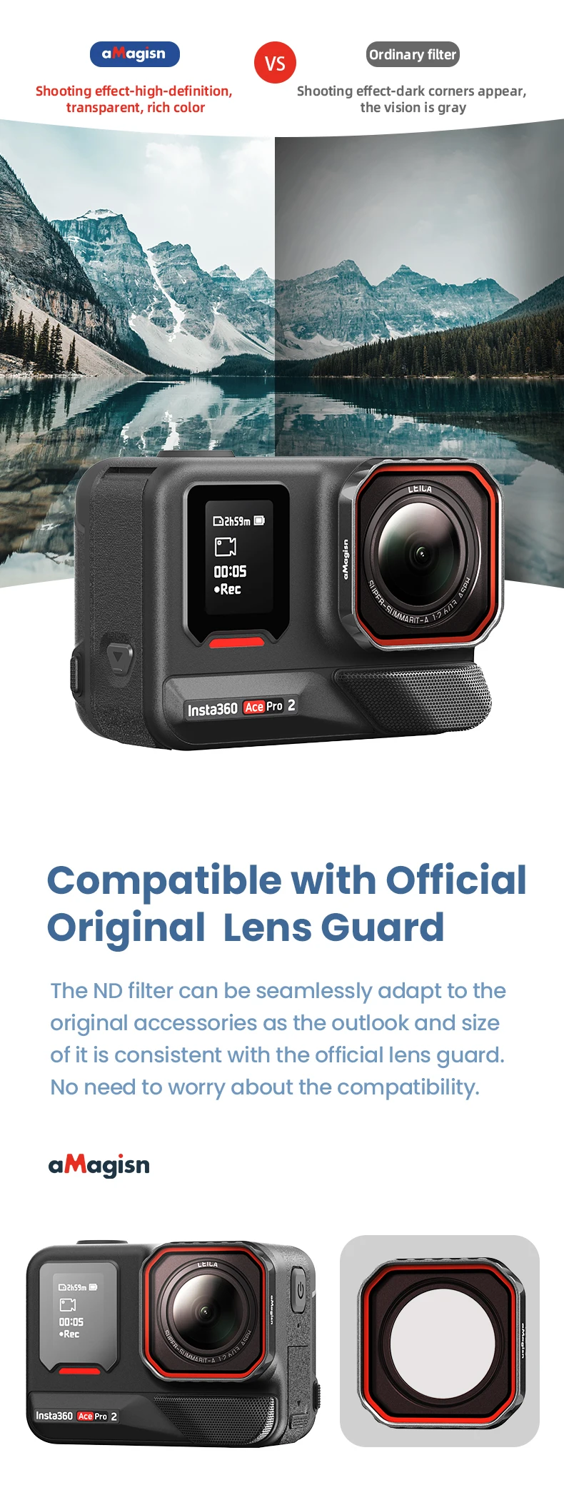 ND-Filterset für Insta 360 Ace Pro 2-Actionkamera MCUV ND8 ND16 ND32 ND64 für Snow Mountain Sunset Fotografie-Zubehör – Detail 8