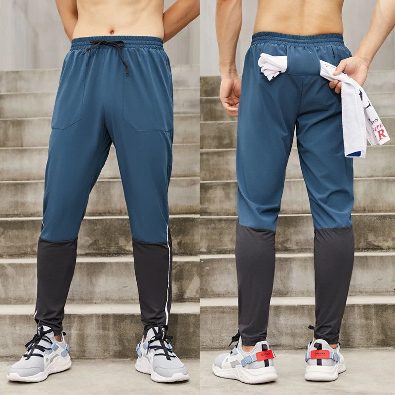 Mens Sport Pant Zipper Pockets Elastic Running Jogging Sweatpants Casual Outdoor Slim Comfortable Training Gym Fitness Trousers
