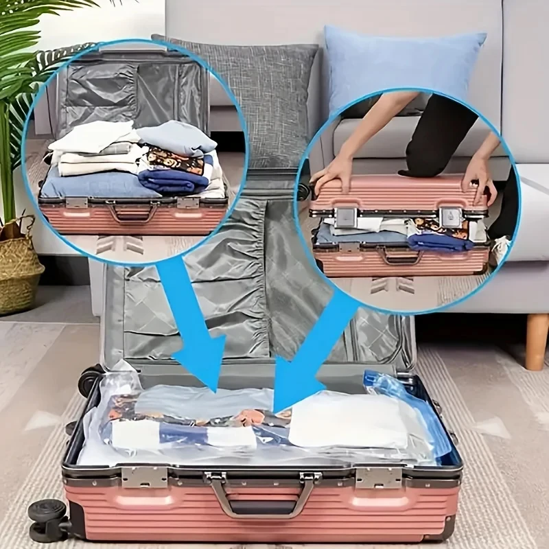 Vacuum Clothing Storage Bag folding Compression space Transparent Quilt Storage Bag Household Big Size SortingBag