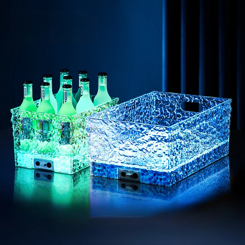 Hot LED Ice Bucket Bar Luminous Commercial Champagne Beer With Handle Large Capacity Night Party Wedding Christmas Rechargeable