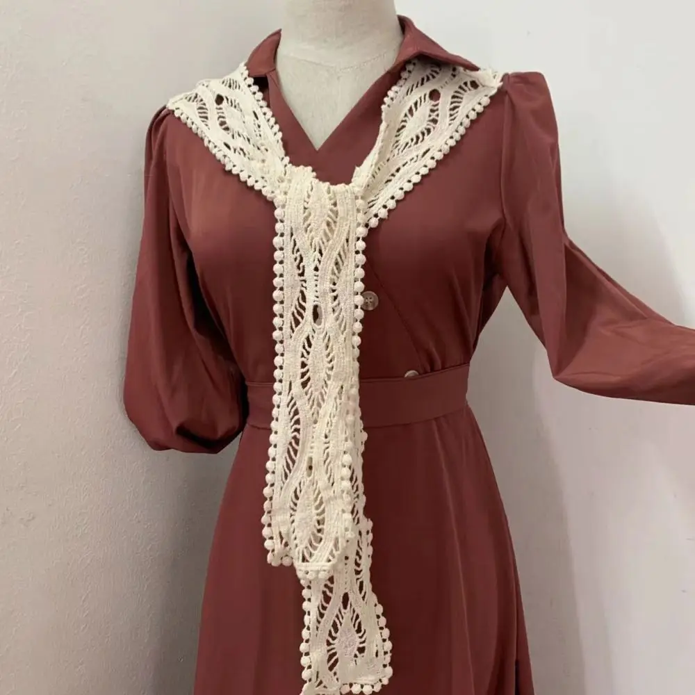 New Solid Color Knitted Shawl Keep Warm Blouse Shoulders Detachable Collar Lace Tie Wool Shawl Unisex