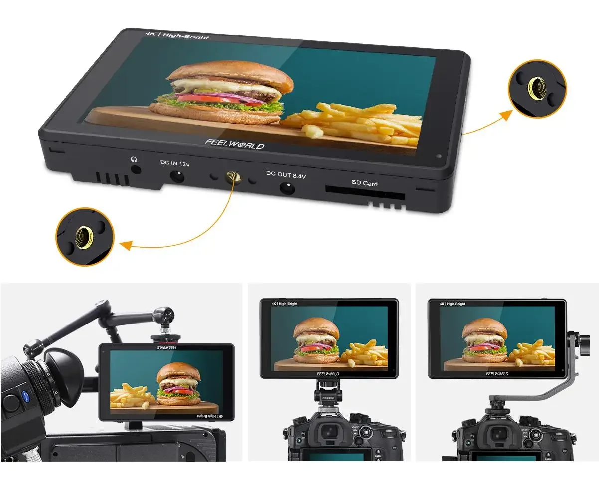 FEELWORLD LUT6E 6 inch Field Monitor DSLR Camera Field Monitor 1920x1080 Full HD IPS Touch Screen 3D LUT