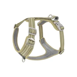Premium Reflective Dog Harness with Dual Handles & Quick Release Buckle, Adjustable and No - Pull Design - M (Khaki)
