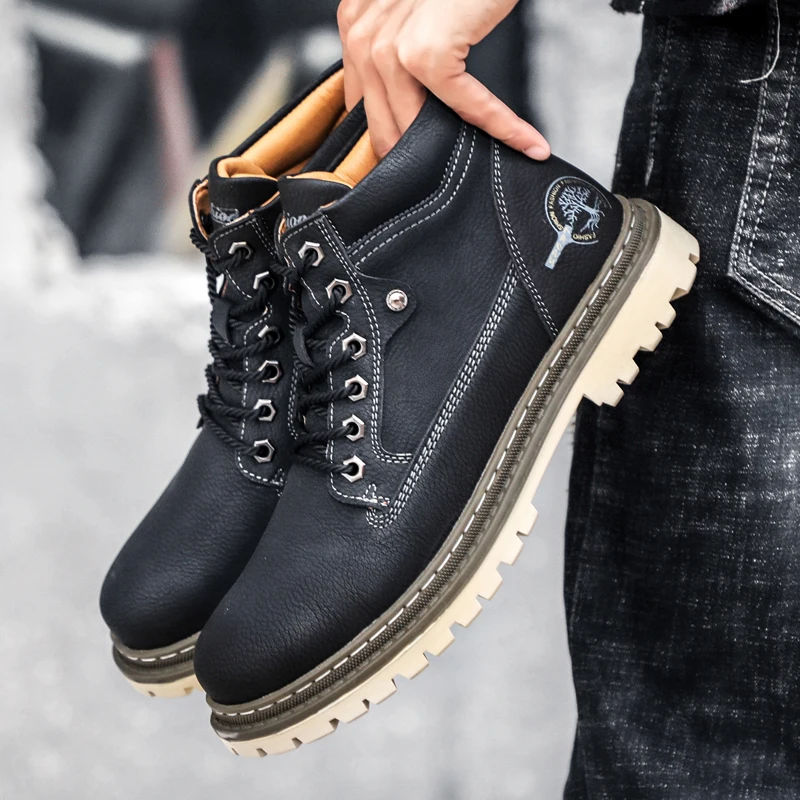 Xiaomi Men Warm Plush Non-slip Snow Boots High Quality Outdoor Waterproof Camouflage Trekking Hiking Shoes Mountain Outdoor boots Men leather boots