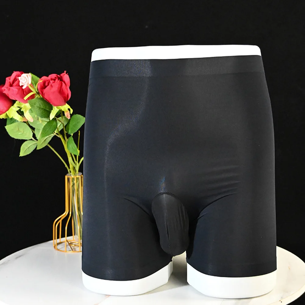 Sexy Men Boxer Sissy Seamless Sheer Lingerie Buttocks Enhancer Sponge Padded Shorts Trunks Solid Ball Pouch Hip Lift Underwear