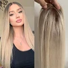 20 Inch Ombre Topper Wig Virgin Blonde Remy Human Hair Breathable Mono Net With Clip In Hair Toupee For Women Customed 1